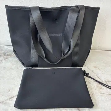 헤레이암 블랙 토트백 로고 파우치 포함