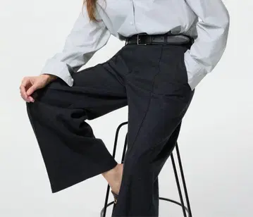 미사용 이번 시즌 유니클로 브러쉬드 저지 와이드 팬츠 다크 그레이 S