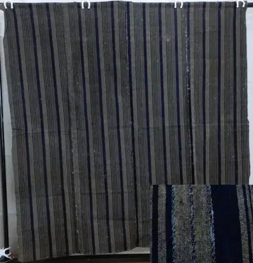 목화 수직 줄무늬 직물 4폭 원단 메이지 시대 남색 목화
