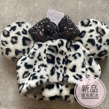 디즈니 팬캡 레오파드 히우 무늬 표범 무늬 화이트 그레이 화이트 블랙