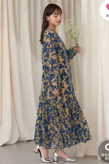 [ 전후 2WAY ] 벨로아 플라워 티어드 원피스