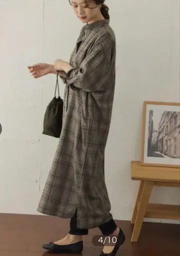 어반리서치 도어즈 체크 무늬 롱 셔츠 원피스