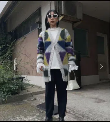 Ameri COLOR BLOCK OVER KNIT CARDIGAN