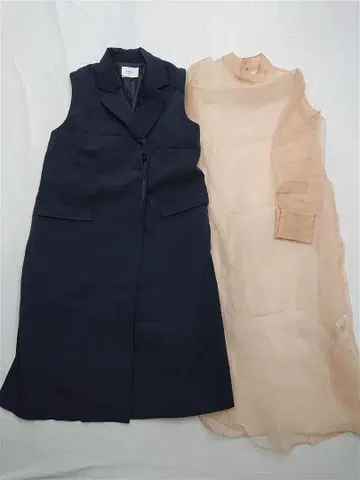 앤 아메리 베스트 세트 롱베스트 시어 원피스 베이지 S 여성용