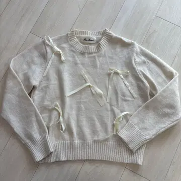 Par Avion 리본 장식 아이보리 스웨터 F