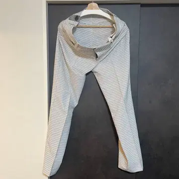 레이세 화이트 블랙 체크 슬림핏 팬츠