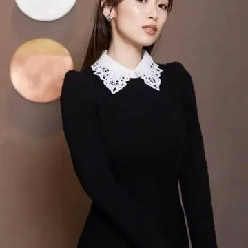 snidel 화이트 레이스 칼라 니트 원피스 정품