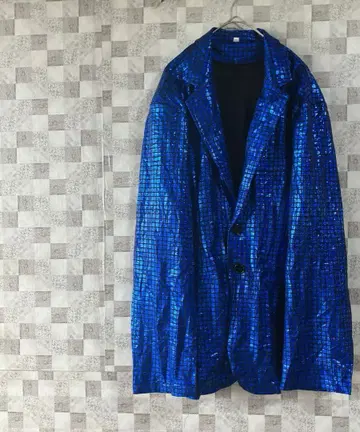 파란 광택 테일러드 자켓 L 사이즈 의상 코스프레