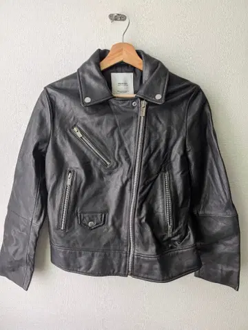 MANGO 블랙 가죽 라이더 자켓 M