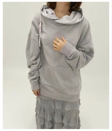 [ EDIT. FOR LULU ] 그레이 후드 부착 후드 맨투맨