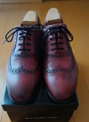 새상품급 파코 밀라노 윙 칩 가죽 신발 와인 레드