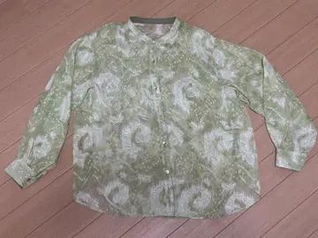 시뇽 꽃무늬 그린 컬러 긴팔 셔츠