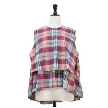 미즈이로 인드 새상품급 마드라스 체크 레이어드 개더 마드라스 체크