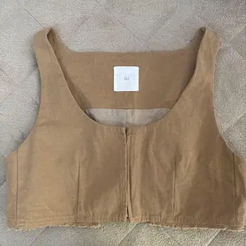 iki 강연면 린넨 개버딘 프론트 후크 뷔스티에