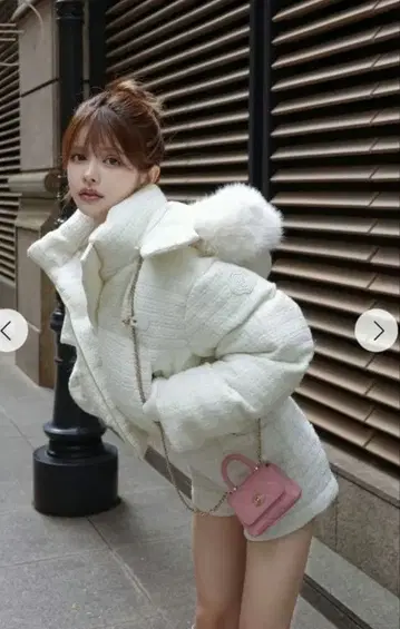 Randy 비대칭 버클 트위드 패딩 자켓 S 사이즈