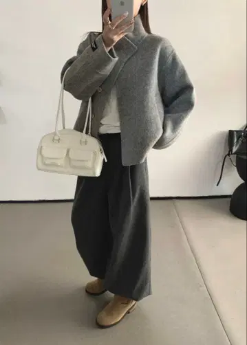 그레이 울 혼방 가디건 프리 사이즈