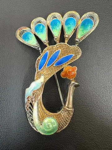 빈티지 공작 디자인 브로치 실버 925