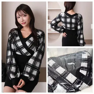 페더 체크 바이 카라 니트 원피스 LIP SERVICE