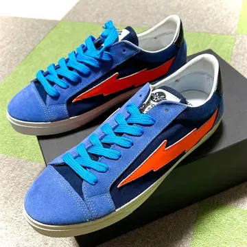 새상품 SANYYAKO 가죽 스니커즈 27 US9 썬더볼트 블루 오렌지