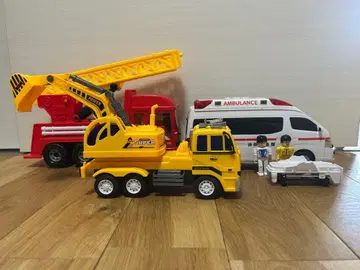 일하는 자동차 구급차 소방차 굴착기 3종 세트