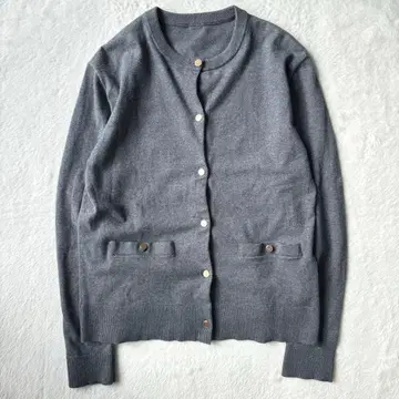 24AW 미라 오웬 금장 버튼 포켓 디자인 니트 가디건 그레이