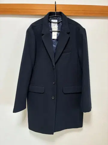 네이비 체스터 코트 싱글 브레스티드