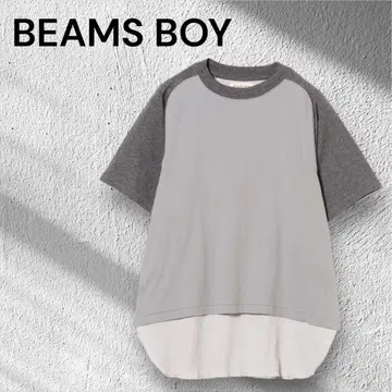 [ 미사용 ] BEAMS BOY 레이어드 숏 슬리브 T 그레이 프리