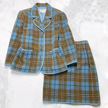 요크랜드 블루 체크 9호 M 블루 셋업 자켓 & 스커트
