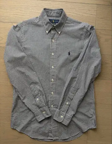 랄프 로렌 클래식 핏 깅엄 체크 셔츠 네이비 s 사이즈