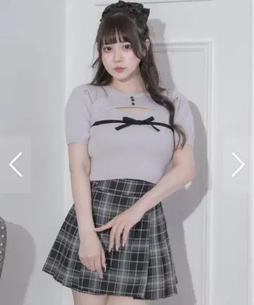 pium 바이컬러 리본 니트 세트  상의