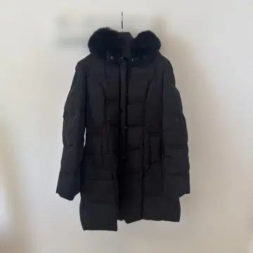 블랙 다운 자켓 후드 부착