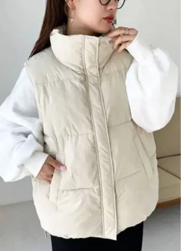 새상품급 Discoat 충전솜 베스트 아이보리 F