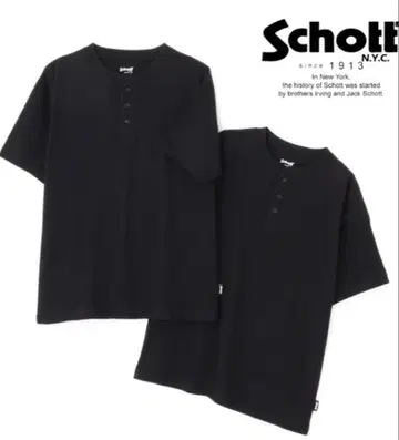 Schott 1PACK HENLEY T셔츠 블랙