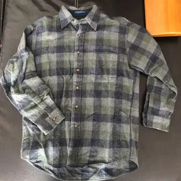 Pendleton 울 플란넬 셔츠 남성용 M 그레이 그린