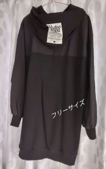 로데오 크라운즈 블랙 후드티 롱 기장/F