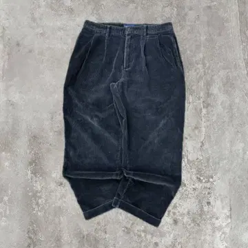90s 클럽룸 코듀로이 팬츠 굵은 폭 다크 네이비 2턱