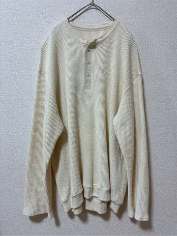 Kinema waffle henley neck shirt 내추럴 S