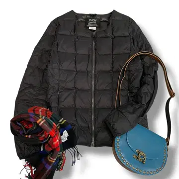 TAION 타이온 다운 자켓 풀 집업 숏 기장 블랙 M