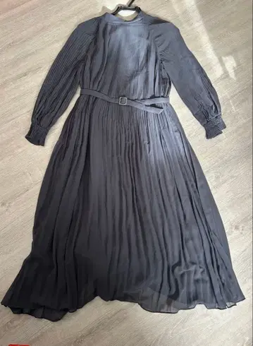 ketty 플리츠 롱 원피스 벨트 포함 고급스러운