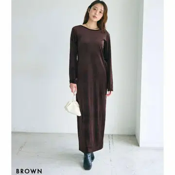 백산 벨로아 맥시 원피스 브라운 F
