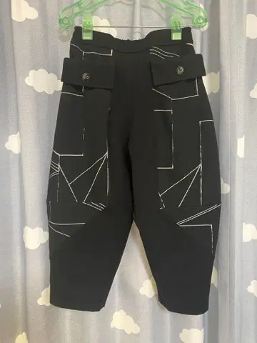 미사용 새상품 요시요시 바이 피제이 기하학 패턴 자수 블랙 사루엘 팬츠