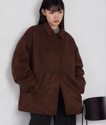 [ forksy. ] 빈티지 스타일 충전솜 카라가 있는 카 코트