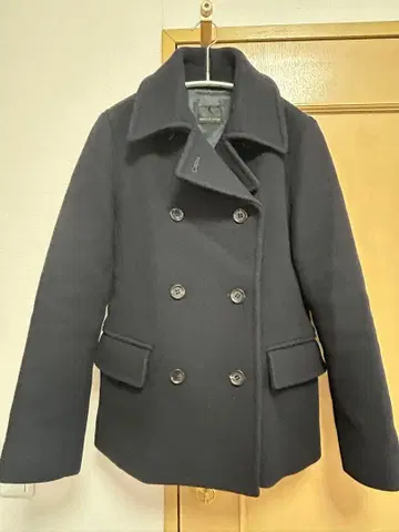 두지엠 클라세 스탠드 카라 더블 브레스트 코트 네이비