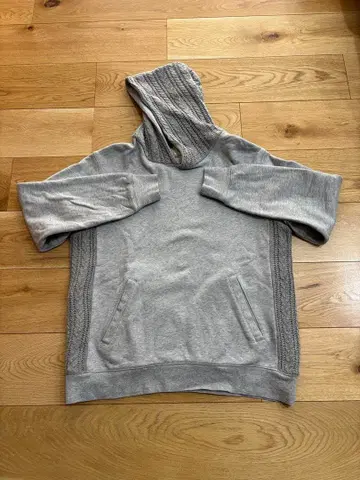 그레이 후드 부착 후드 맨투맨 L