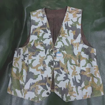 일본제 천연 가죽 카모 패턴 베스트 소가죽 가죽 프린트