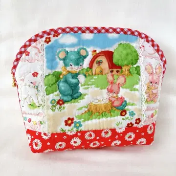 헬로 베이비*패치워크 파우치 대*빨간색