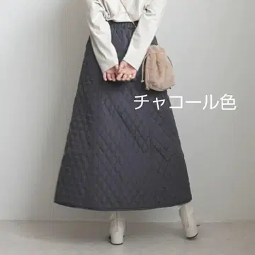 *택 포함 새상품* 귀여운 퀼팅 스커트 방한 롱 스커트*그레이*M