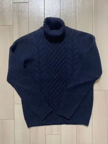 Drumohr 돌모어 케이블 니트 네이비 사이즈 46 터틀넥