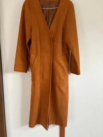 SLY 밝은 브라운 오렌지 롱 코트 아우터
