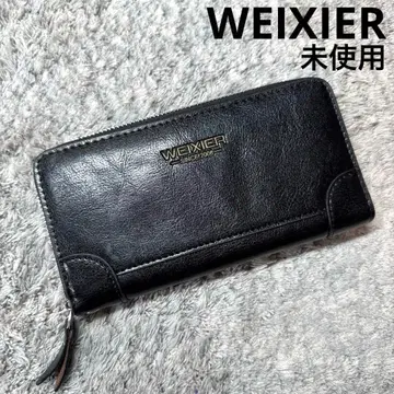 [ 미사용 ] WEIXIER 장지갑 라운드 지퍼 가죽 블랙